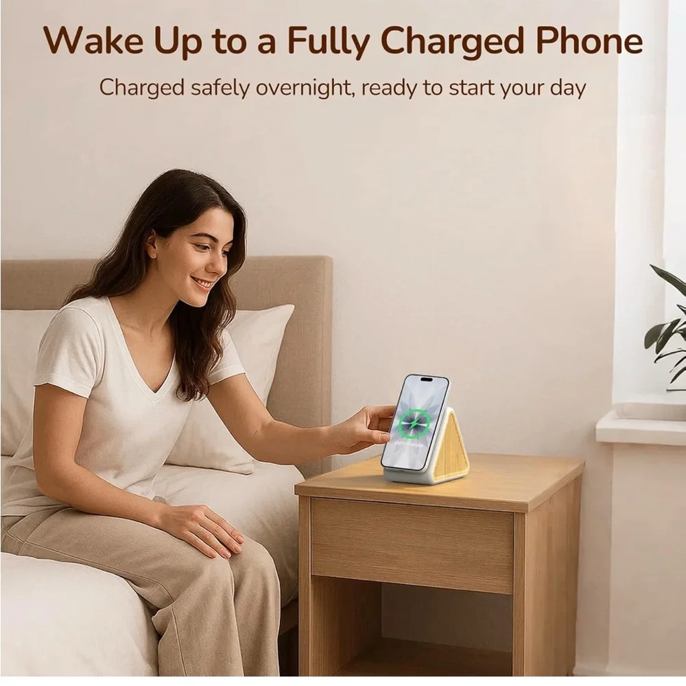 Wireless Snap-to-Charge Magnetic Stand Charger - White